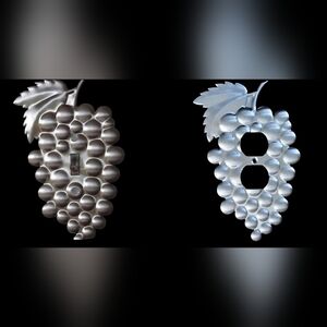 Single Switch And Double Plug Set Grape Motif Hand Made from Stainless Steel USA